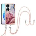 For Honor X7b 4G / 5G Electroplating Marble Dual-side IMD Phone Case with Lanyard(Rose Red 014) - 2