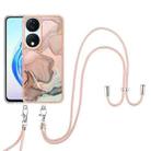 For Honor X7b 4G / 5G Electroplating Marble Dual-side IMD Phone Case with Lanyard(Rose Gold 015) - 2