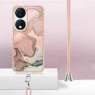 For Honor X7b 4G / 5G Electroplating Marble Dual-side IMD Phone Case with Lanyard(Rose Gold 015) - 3