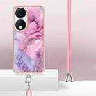 For Honor X7b 4G / 5G Electroplating Marble Dual-side IMD Phone Case with Lanyard(Pink 013) - 3