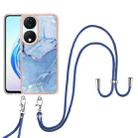 For Honor X7b 4G / 5G Electroplating Marble Dual-side IMD Phone Case with Lanyard(Blue 018) - 2