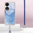 For Honor X7b 4G / 5G Electroplating Marble Dual-side IMD Phone Case with Lanyard(Blue 018) - 3