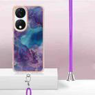 For Honor X7b 4G / 5G Electroplating Marble Dual-side IMD Phone Case with Lanyard(Purple 016) - 3