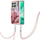 For Honor X8b Electroplating Marble Dual-side IMD Phone Case with Lanyard(Rose Red 014) - 1