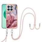 For Honor X8b Electroplating Marble Dual-side IMD Phone Case with Lanyard(Rose Red 014) - 2