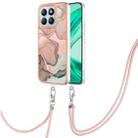 For Honor X8b Electroplating Marble Dual-side IMD Phone Case with Lanyard(Rose Gold 015) - 1