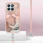 For Honor X8b Electroplating Marble Dual-side IMD Phone Case with Lanyard(Rose Gold 015) - 3