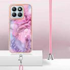 For Honor X8b Electroplating Marble Dual-side IMD Phone Case with Lanyard(Pink 013) - 3