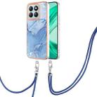 For Honor X8b Electroplating Marble Dual-side IMD Phone Case with Lanyard(Blue 018) - 1