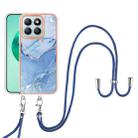 For Honor X8b Electroplating Marble Dual-side IMD Phone Case with Lanyard(Blue 018) - 2