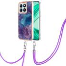 For Honor X8b Electroplating Marble Dual-side IMD Phone Case with Lanyard(Purple 016) - 1