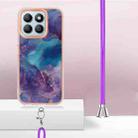 For Honor X8b Electroplating Marble Dual-side IMD Phone Case with Lanyard(Purple 016) - 3