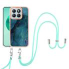 For Honor X8b Electroplating Marble Dual-side IMD Phone Case with Lanyard(Green 017) - 2