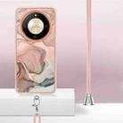 For Honor X9b Electroplating Marble Dual-side IMD Phone Case with Lanyard(Rose Gold 015) - 3