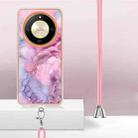 For Honor X9b Electroplating Marble Dual-side IMD Phone Case with Lanyard(Pink 013) - 3