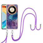 For Honor X9b Electroplating Marble Dual-side IMD Phone Case with Lanyard(Purple 016) - 2