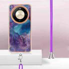 For Honor X9b Electroplating Marble Dual-side IMD Phone Case with Lanyard(Purple 016) - 3