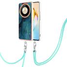 For Honor X9b Electroplating Marble Dual-side IMD Phone Case with Lanyard(Green 017) - 1