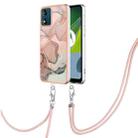 For Motorola Moto E13 Electroplating Marble Dual-side IMD Phone Case with Lanyard(Rose Gold 015) - 1