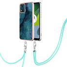 For Motorola Moto E13 Electroplating Marble Dual-side IMD Phone Case with Lanyard(Green 017) - 1