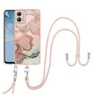 For Motorola Moto G53 Electroplating Marble Dual-side IMD Phone Case with Lanyard(Rose Gold 015) - 1