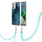 For Motorola Moto G54 Electroplating Marble Dual-side IMD Phone Case with Lanyard(Green 017) - 1