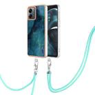 For Motorola Moto G14 Electroplating Marble Dual-side IMD Phone Case with Lanyard(Green 017) - 1