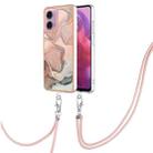 For Motorola Moto G04 4G / G24 4G Electroplating Marble Dual-side IMD Phone Case with Lanyard(Rose Gold 015) - 1