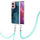 For Motorola Moto G04 4G / G24 4G Electroplating Marble Dual-side IMD Phone Case with Lanyard(Green 017) - 1