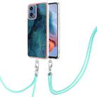 For Motorola Moto G34 Electroplating Marble Dual-side IMD Phone Case with Lanyard(Green 017) - 1