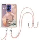 For Motorola Moto G85 Electroplating Marble Dual-side IMD Phone Case with Lanyard(Rose Gold 015) - 2