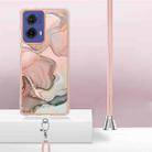 For Motorola Moto G85 Electroplating Marble Dual-side IMD Phone Case with Lanyard(Rose Gold 015) - 3
