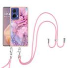 For Motorola Moto G85 Electroplating Marble Dual-side IMD Phone Case with Lanyard(Pink 013) - 2