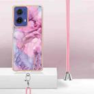 For Motorola Moto G85 Electroplating Marble Dual-side IMD Phone Case with Lanyard(Pink 013) - 3