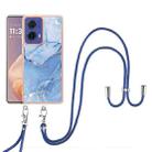 For Motorola Moto G85 Electroplating Marble Dual-side IMD Phone Case with Lanyard(Blue 018) - 2