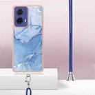 For Motorola Moto G85 Electroplating Marble Dual-side IMD Phone Case with Lanyard(Blue 018) - 3