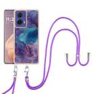 For Motorola Moto G85 Electroplating Marble Dual-side IMD Phone Case with Lanyard(Purple 016) - 2