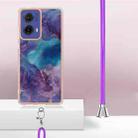 For Motorola Moto G85 Electroplating Marble Dual-side IMD Phone Case with Lanyard(Purple 016) - 3