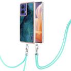 For Motorola Moto G85 Electroplating Marble Dual-side IMD Phone Case with Lanyard(Green 017) - 1