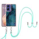 For Motorola Moto G85 Electroplating Marble Dual-side IMD Phone Case with Lanyard(Green 017) - 2