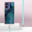 For Motorola Moto G85 Electroplating Marble Dual-side IMD Phone Case with Lanyard(Green 017) - 3