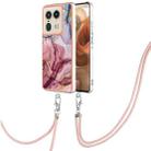 For Motorola Edge 50 Ultra Electroplating Marble Dual-side IMD Phone Case with Lanyard(Rose Red 014) - 1