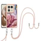 For Motorola Edge 50 Ultra Electroplating Marble Dual-side IMD Phone Case with Lanyard(Rose Red 014) - 2