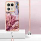 For Motorola Edge 50 Ultra Electroplating Marble Dual-side IMD Phone Case with Lanyard(Rose Red 014) - 3