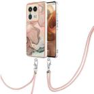 For Motorola Edge 50 Ultra Electroplating Marble Dual-side IMD Phone Case with Lanyard(Rose Gold 015) - 1