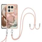 For Motorola Edge 50 Ultra Electroplating Marble Dual-side IMD Phone Case with Lanyard(Rose Gold 015) - 2