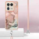 For Motorola Edge 50 Ultra Electroplating Marble Dual-side IMD Phone Case with Lanyard(Rose Gold 015) - 3