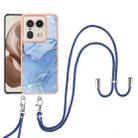 For Motorola Edge 50 Ultra Electroplating Marble Dual-side IMD Phone Case with Lanyard(Blue 018) - 2