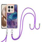 For Motorola Edge 50 Ultra Electroplating Marble Dual-side IMD Phone Case with Lanyard(Purple 016) - 2