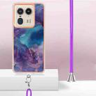 For Motorola Edge 50 Ultra Electroplating Marble Dual-side IMD Phone Case with Lanyard(Purple 016) - 3